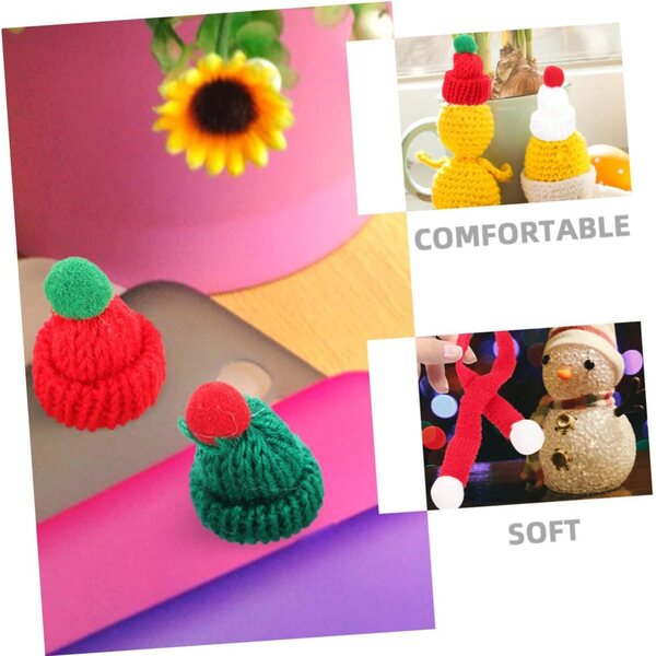 12 Mini Cappelli e Sciarpe Natalizie in Maglia per Bambole e Decorazioni Fai da Te