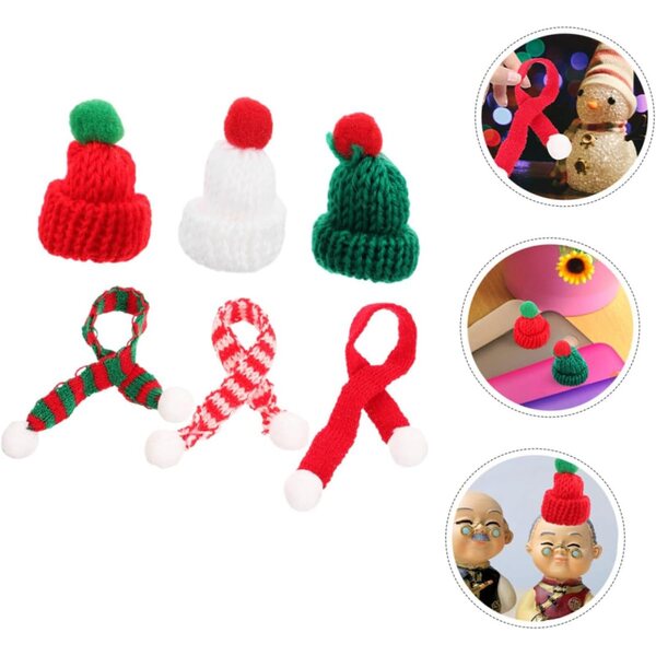 12 Mini Cappelli e Sciarpe Natalizie in Maglia per Bambole e Decorazioni Fai da Te