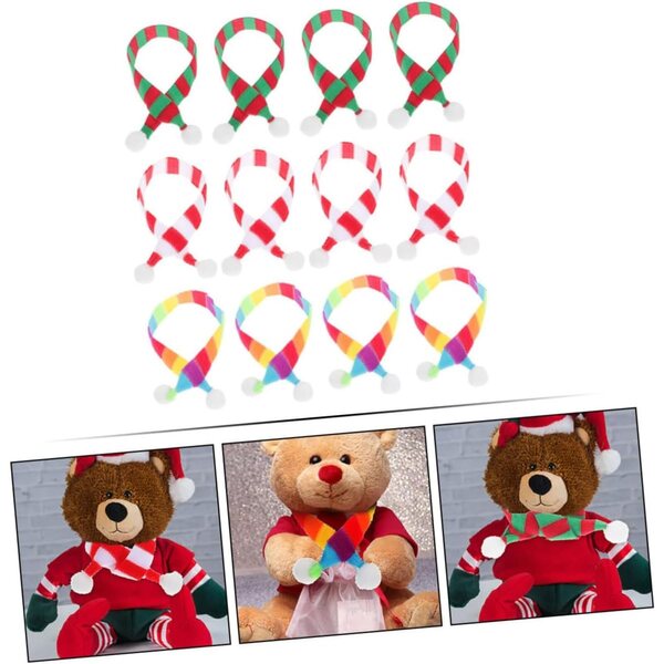 VICASKY Mini-Weihnachtsschals für Puppen und Marionetten, Set mit 12 bunten und weichen Teilen