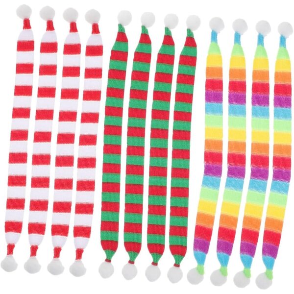 BESTonZON Set 12 Mini Sciarpe Natalizie Morbide per Bambole, Pupazzi e Decorazioni Fai da Te