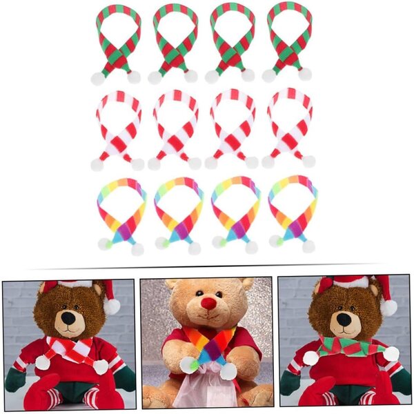 BESTonZON Set 12 Mini Sciarpe Natalizie Morbide per Bambole, Pupazzi e Decorazioni Fai da Te