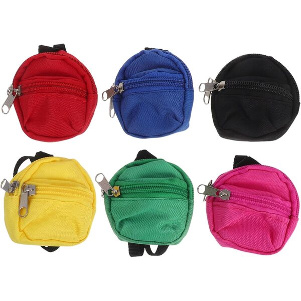 BESPORTBLE 6pz Mini Zaini per Bambole con Cerniera Funzionante - Colorati e Resistenti