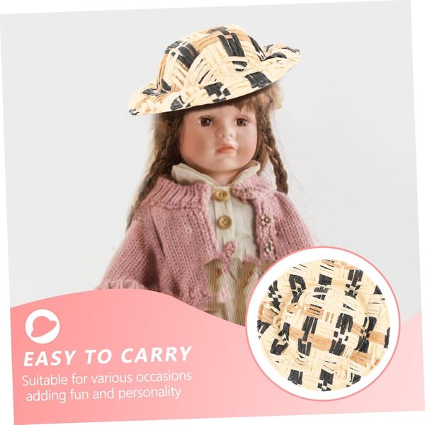 Vaguelly 20 Mini Cappelli Intrecciati in Paglia per Bambole e Decorazioni Artigianali