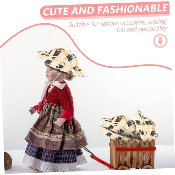 Vaguelly 20 Mini Cappelli Intrecciati in Paglia per Bambole e Decorazioni Artigianali