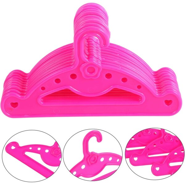 10 Grucce in Plastica Miniatura per Vestiti di Bambole Americane 13x7 cm