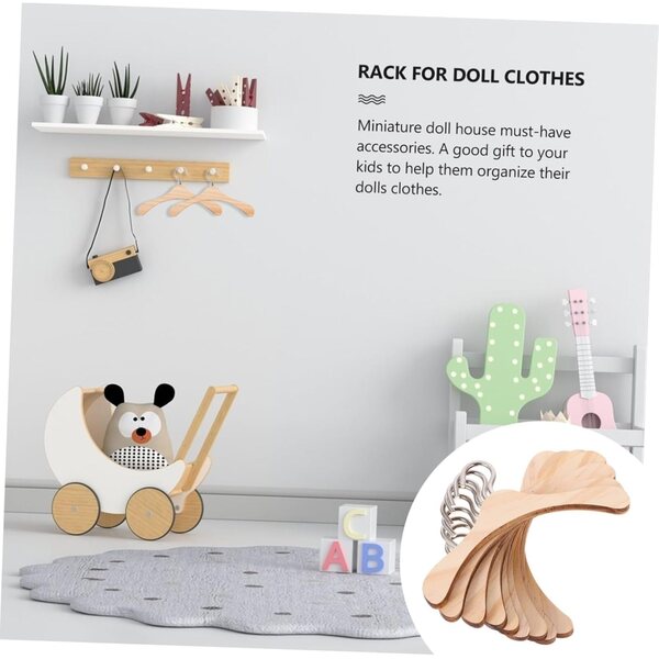 10 Holzbügel für BJD-Puppen – praktische und widerstandsfähige Mini-Kleiderbügel