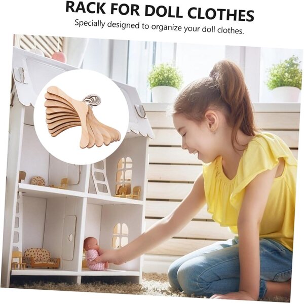 10 Holzbügel für BJD-Puppen – praktische und widerstandsfähige Mini-Kleiderbügel