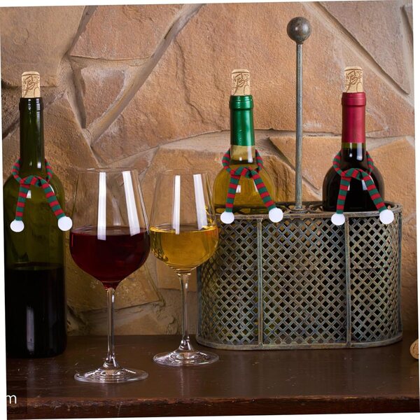 10 Mini Sciarpe Natalizie Rosso Verde per Decorare Bottiglie, Bambole e Bomboniere