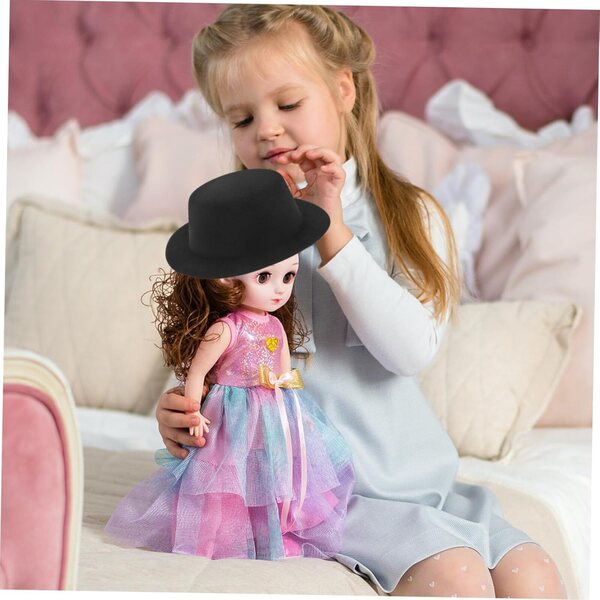 Mini Cappello Nero in Cotone per Bambole - Accessorio Decorativo per Cosplay e Feste