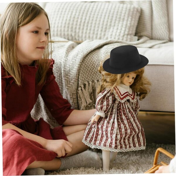 Mini Cappello Nero in Cotone per Bambole - Accessorio Decorativo per Cosplay e Feste
