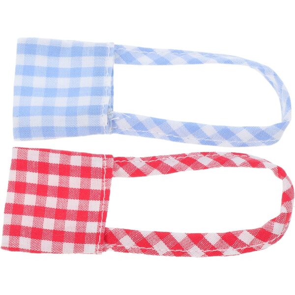 Toyvian Mini Borse a Tracolla in Tela per Bambole Motivo Quadri Blu e Rosso Set 2pz