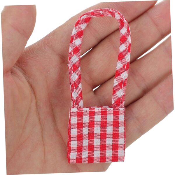 Toyvian Mini Borse a Tracolla in Tela per Bambole Motivo Quadri Blu e Rosso Set 2pz