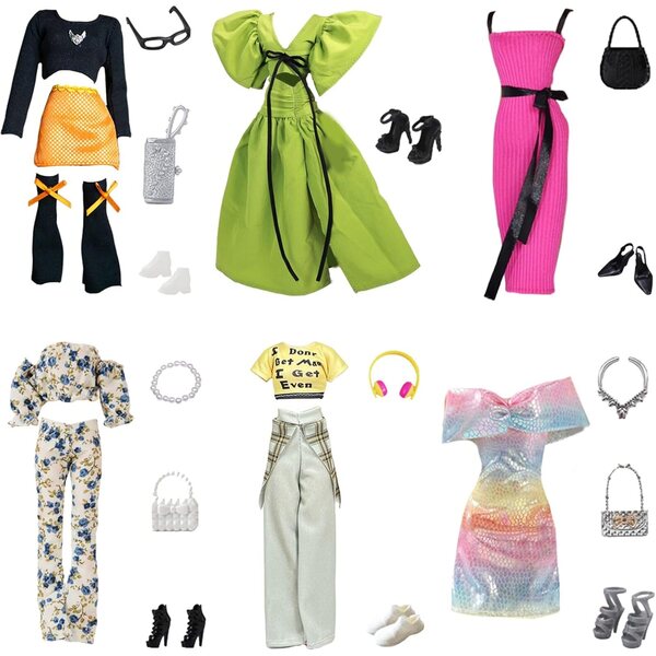 Set mit 26 Kleidungsstücken und Accessoires für 29-cm-Puppen mit Kleidung, Schuhen und Modetaschen für Mädchen