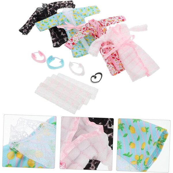 4-teiliges Puppenkleidungsset mit Bademantel, Handtuch und weichem Stirnband