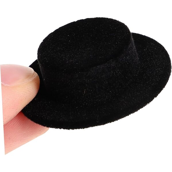 20 Mini Cappelli Neri in Resina Floccata per Decorazioni Natalizie e Lavoretti Creativi