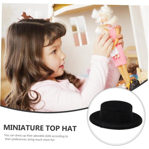 20 Mini Cappelli Neri in Resina Floccata per Decorazioni Natalizie e Lavoretti Creativi