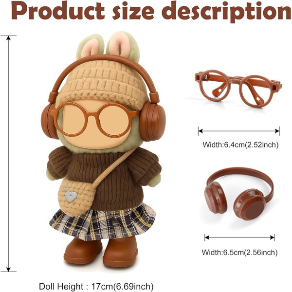 Kleidungs- und Modeaccessoires-Set für 17-cm-Puppen: Mütze, Pullover, Kleid und mehr