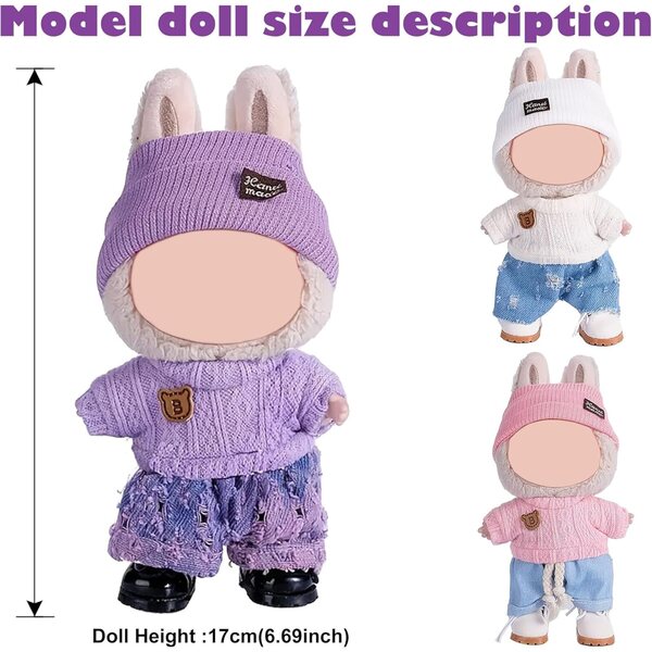 Set mit 3 modischen Kleidungsstücken für 17-cm-Puppen mit Zubehör, geeignet zum Spielen und Sammeln