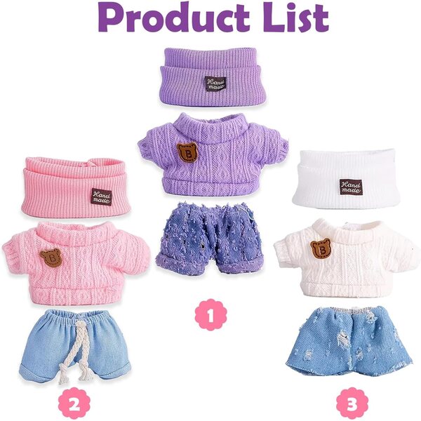 Set mit 3 modischen Kleidungsstücken für 17-cm-Puppen mit Zubehör, geeignet zum Spielen und Sammeln