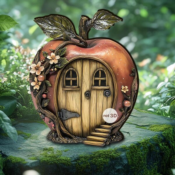 2D Feentür aus Holz für Puppenhaus, rustikales Deko-Accessoire