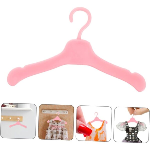 BESPORTBLE 100 Mini Appendiabiti Plastica Rosa per Casa delle Bambole e Organizzazione