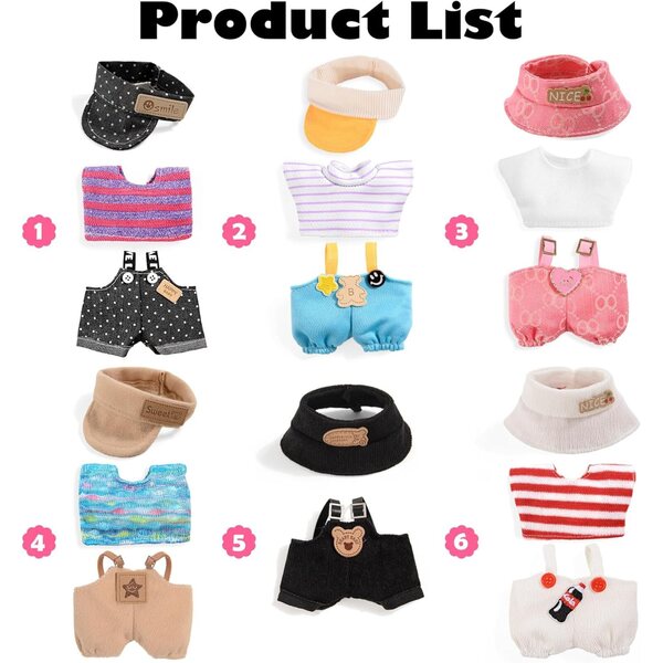 Set mit 6 modischen Kleidungsstücken für 17-cm-Puppen mit Accessoires, perfekter Passform und handgefertigten Details