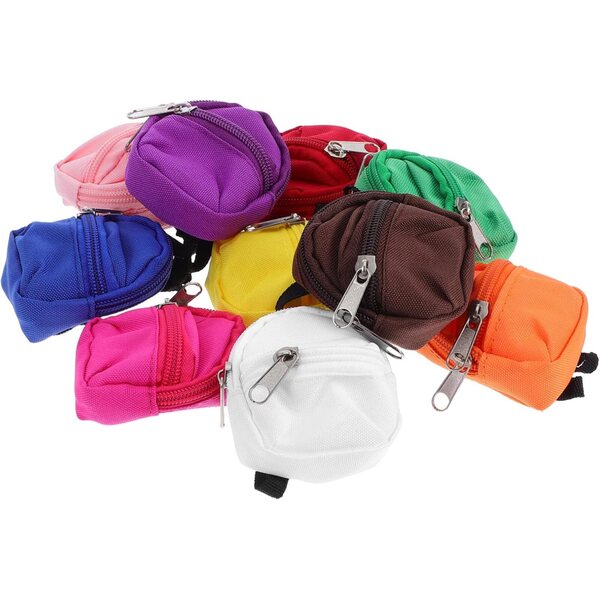 Set 10 Mini Zaini con Cerniera per Bambine - Accessori Resistenti e Compatti per Gioco di Ruolo