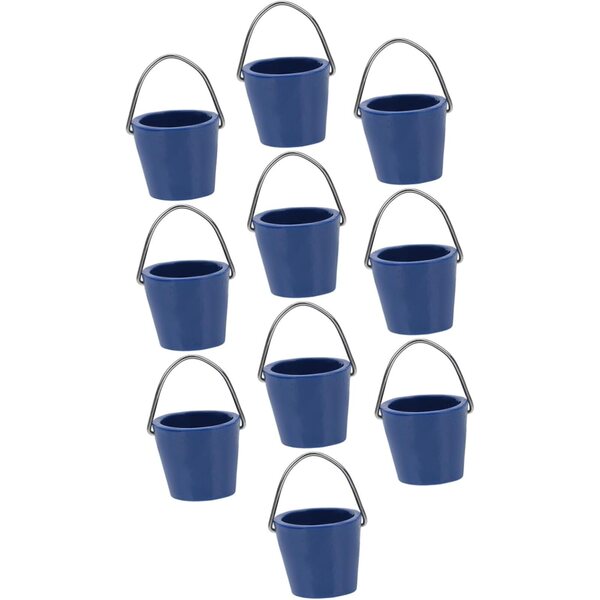 Garneck Set 10 Mini Secchielli in Resina e Ferro per Decorazione Micro Paesaggi