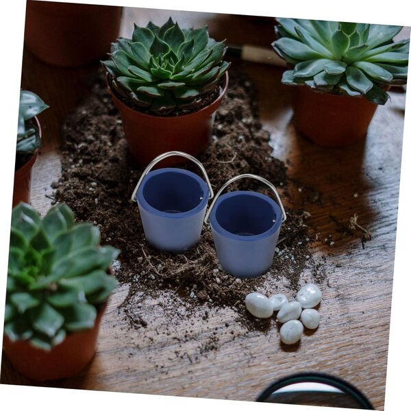 Garneck Set 10 Mini Secchielli in Resina e Ferro per Decorazione Micro Paesaggi