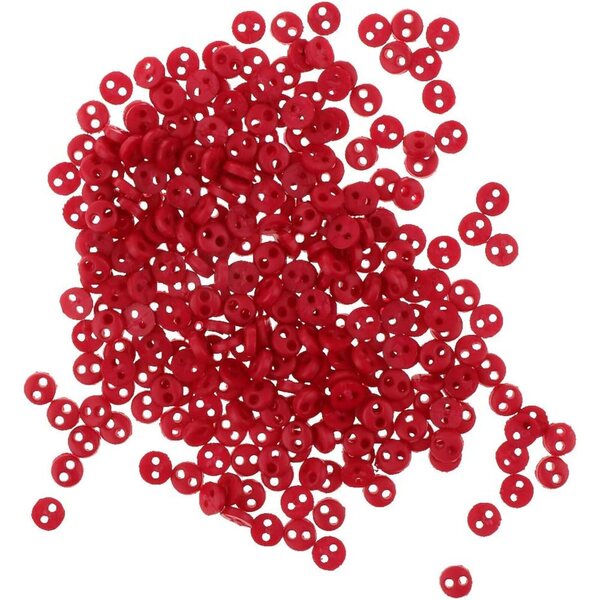 Set 300 Mini Bottoni 4mm Rosso 2 Fori per Cucito, Bambole e Artigianato Fai da Te