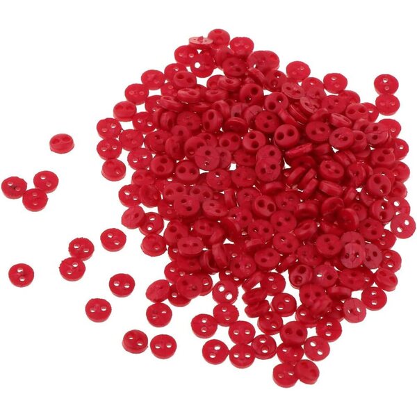 Set 300 Mini Bottoni 4mm Rosso 2 Fori per Cucito, Bambole e Artigianato Fai da Te
