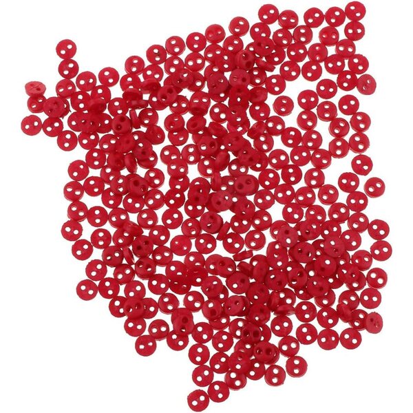 Set 300 Mini Bottoni 4mm Rosso 2 Fori per Cucito, Bambole e Artigianato Fai da Te