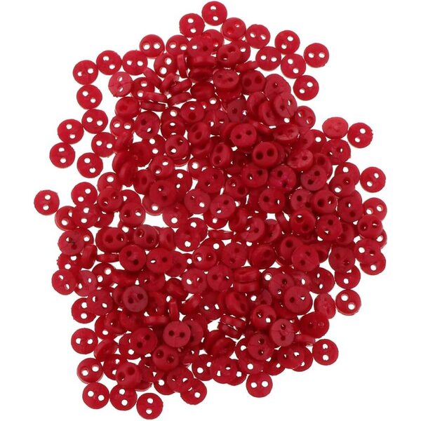 Set 300 Mini Bottoni 4mm Rosso 2 Fori per Cucito, Bambole e Artigianato Fai da Te