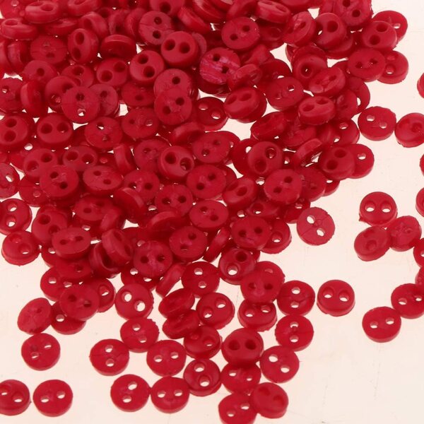 Set 300 Mini Bottoni 4mm Rosso 2 Fori per Cucito, Bambole e Artigianato Fai da Te