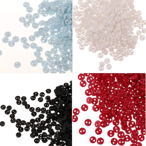 Set 300 Mini Bottoni 4mm Rosso 2 Fori per Cucito, Bambole e Artigianato Fai da Te