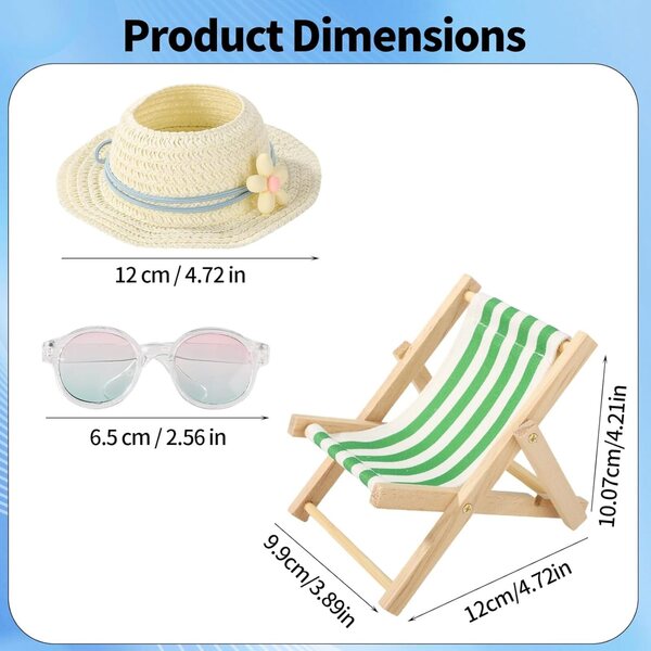 17-cm-Puppenzubehörset mit Klappstuhl, Brille und Sonnenhut