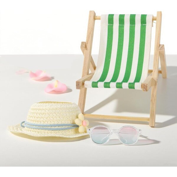 17-cm-Puppenzubehörset mit Klappstuhl, Brille und Sonnenhut