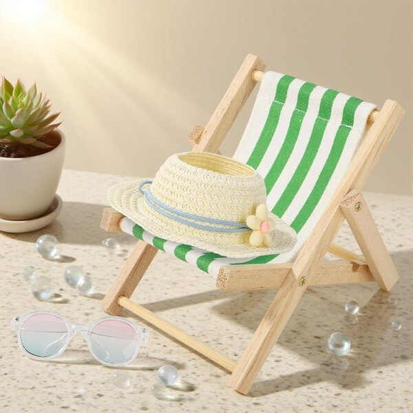 17-cm-Puppenzubehörset mit Klappstuhl, Brille und Sonnenhut