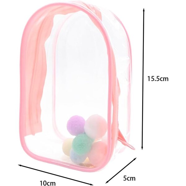 Custodia trasparente rosa Ausi per bambole 15 cm con tracolla e portachiavi in PVC