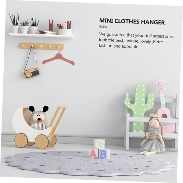 Widerstandsfähige Kunststoff-Kleiderbügel, 50 Stück, braun, für Miniatur-Puppenkleidung