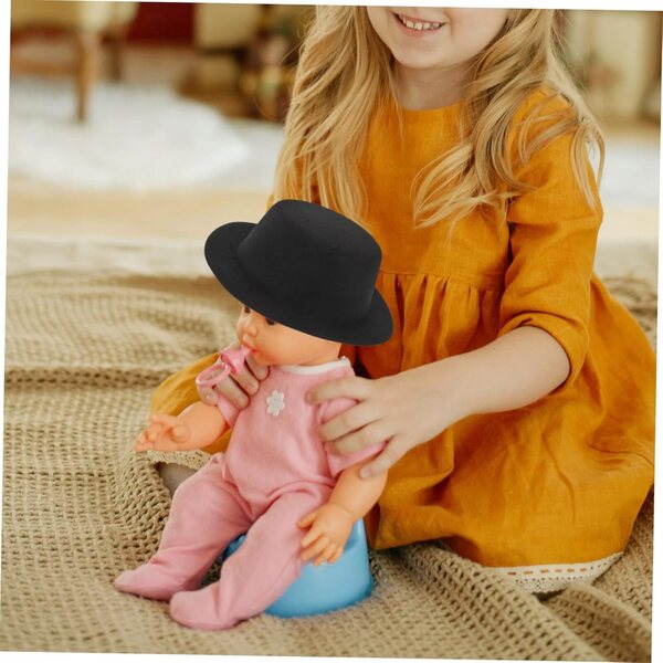 Cappello Mini a Cilindro Nero per Bambole e Lavori Artigianali WEKAMOS 12cm