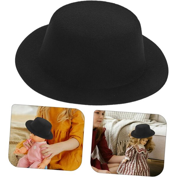Cappello Mini a Cilindro Nero per Bambole e Lavori Artigianali WEKAMOS 12cm