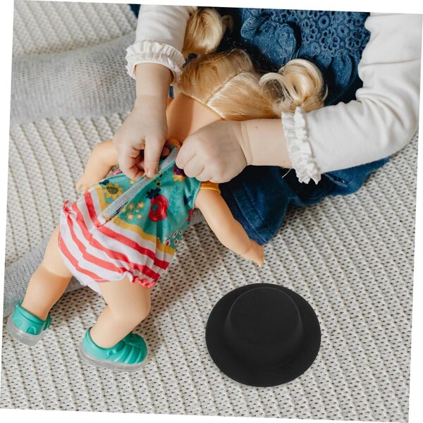 Cappello Mini a Cilindro Nero per Bambole e Lavori Artigianali WEKAMOS 12cm
