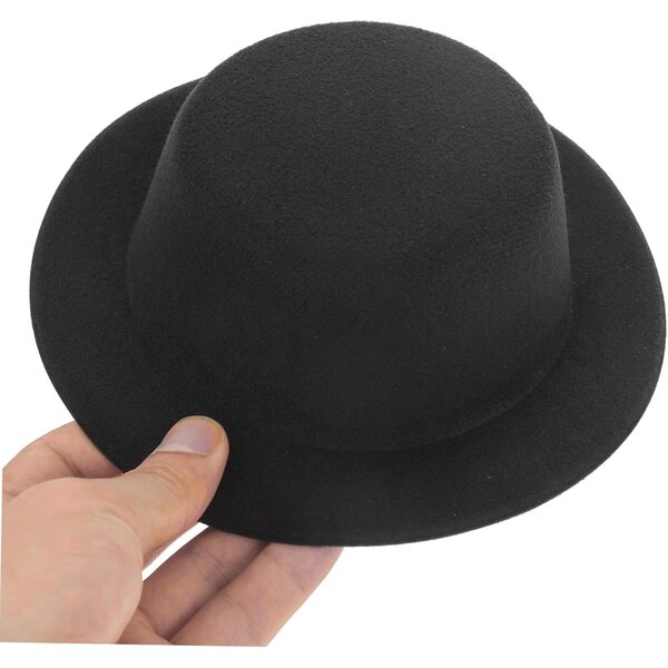 Cappello Mini a Cilindro Nero per Bambole e Lavori Artigianali WEKAMOS 12cm