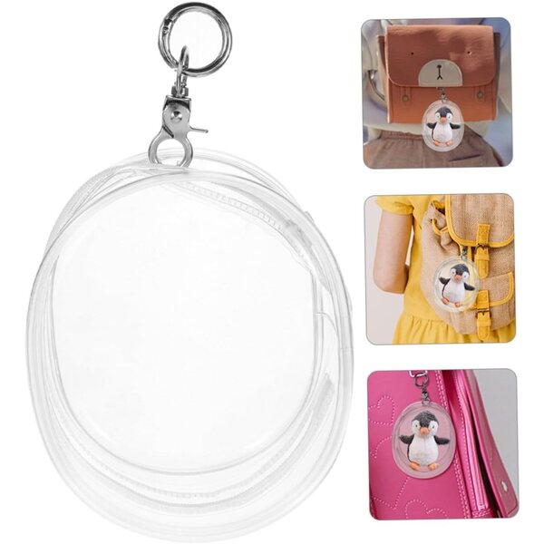 Set 3 Borse Trasparenti PVC con Portachiavi per Esposizione e Protezione Bambole SOPOTUTU