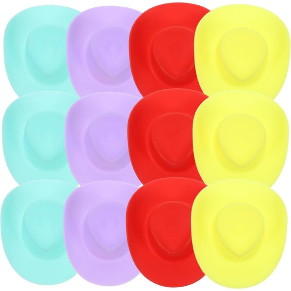 40 Mini Cappelli da Cowgirl Colorati in Plastica per Bambole e Decorazioni Fai da Te