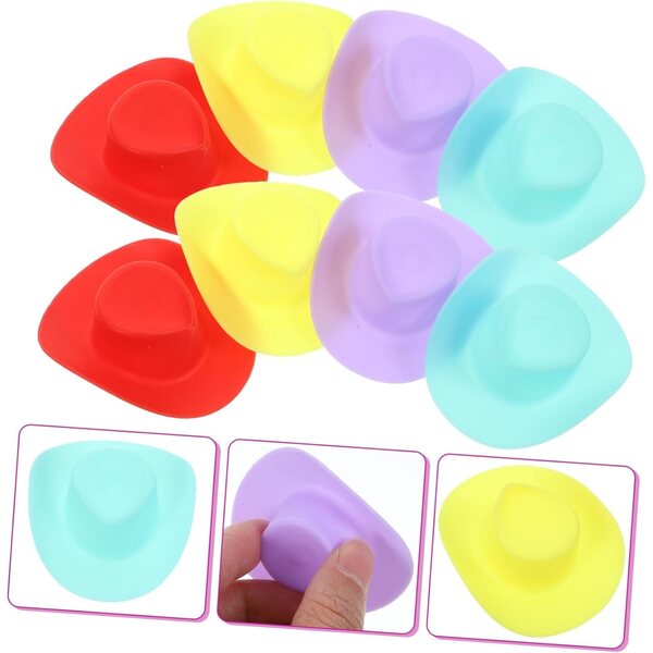 40 Mini Cappelli da Cowgirl Colorati in Plastica per Bambole e Decorazioni Fai da Te