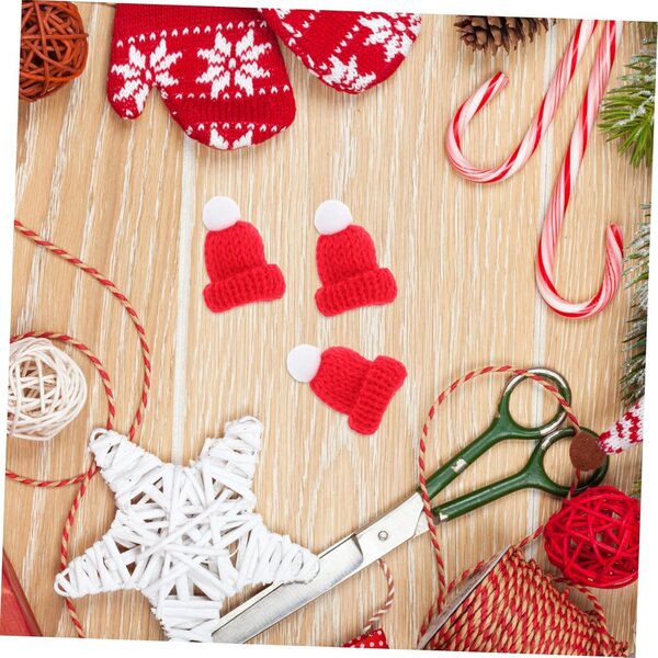 Vaguelly 12 gestrickte Mini-Weihnachtsmützen für DIY-Dekorationen