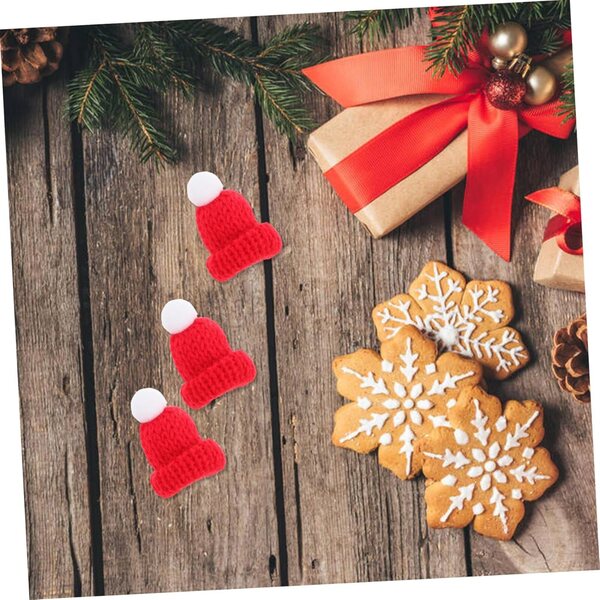 Vaguelly 12 gestrickte Mini-Weihnachtsmützen für DIY-Dekorationen