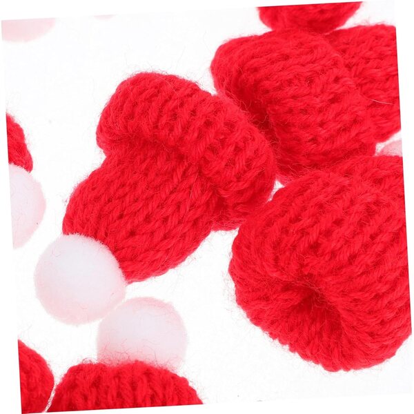 Vaguelly 12 gestrickte Mini-Weihnachtsmützen für DIY-Dekorationen